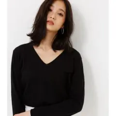 【azul by moussy】ブラック Vネック 長袖ニット