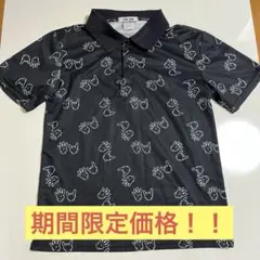 4UHANDポロシャツ　総柄ブラックM