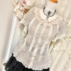 axes femme 初期タグ　ドットシフォンブラウス　Y2K 森ガール　平成