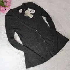 美品✨ ALDRIDGE JEUNE ダークグレー リブ編み カーディガン 長袖