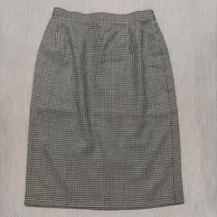 千鳥格子 タイトスカート ミモレ丈 モノトーン ウエストゴムのサムネイル