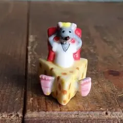 ビンテージフェーブ 小さなネズミ⑦ フランス雑貨ガレット置物陶器ミニチュア鼠