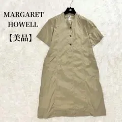 美品✨MHL. シャツワンピース ロング バンドカラー ベージュ Ｍ