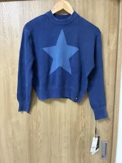新品☆ダブルスタンダード　インディゴジャガードクロップドニット