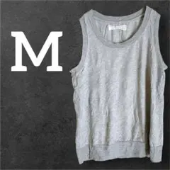 ノーブランド【M】グレー ノースリーブ トップス シンプル 無地