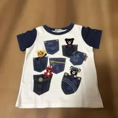MIKIHOUSE DOUBLE.B Tシャツ 100cm ホワイト/ネイビー