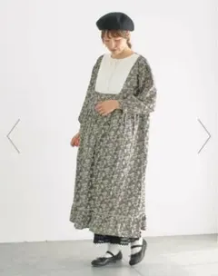 サマンサモスモス sm2 web限定　胸元配色花柄ワンピース チャコール