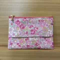 P496 ポケットティッシュポーチ　花柄　ピンク　☆ハンドメイド☆