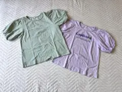 ikka 半袖Tシャツ 2枚セット グリーン・ラベンダー M