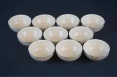 音羽山窯 森里陶楽 造 京焼 青海波 仁清 茶碗 10客 数茶碗 共箱 茶道具
