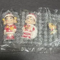 【食玩】ペコちゃんポコちゃんキャラクター クリスマスストラップ 3個セット