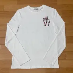 美品〕MONCLER ワッペン 刺繍 S ホワイト 長袖カットソー 4S512 