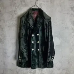 【ヴィンテージ】古着 テーラードジャケット ダブル ベロア 銀ボタン レトロ