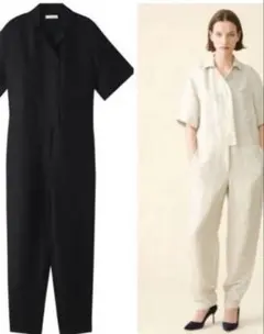 エブール　ebure リネンビスヘリンボーン オールインワン ブラック　38