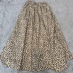 ほぼ未使用　ダルメシアン柄フレアロングスカート