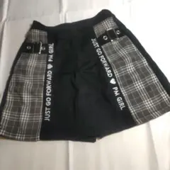 パンツスカート スカパン チェック柄 ブラック　130