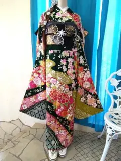 振袖フルセット、正絹友禅、成人式、重ね衿帯揚げ帯締め、西陣袋帯、襦袢、ガード加工