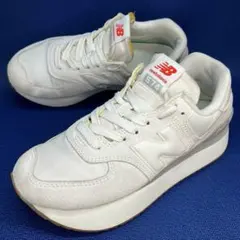New Balance24㌢ニューバランス WL574ZQD 厚底　ホワイト　白