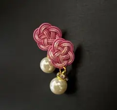 【水引ピアス】梅結び ピンク☆