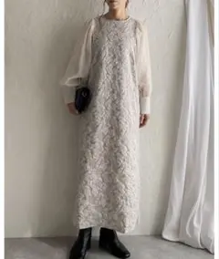 ※低身長さん※ジャガードロングドッキングワンピース
