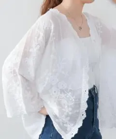 【美品】aquagarage アクアガレージ シアーレースカーディガンのサムネイル