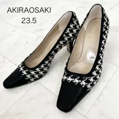 アキラオオサキ　千鳥柄ヒールパンプスブラックレザー23.5AKIRAOSAKIのサムネイル