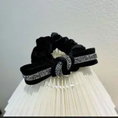 レディース シュシュ ブラック ベルベット キラキラ 可愛い