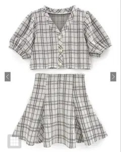 GRL カーディガン×ミニスカートチェック柄ツイードセットアップ【sm246】