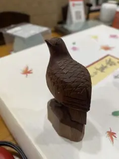 木製 鳥の彫刻 台座付き