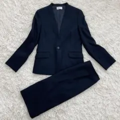 極美品　PLST セットアップ　ノーカラージャケット　スカートスーツ　ネイビー