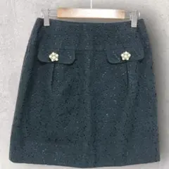 【クイーンズコート】タイトスカート S 総レース コットン 日本製 エレガント