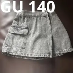 GU 140 ブラックデニム　インパンツ　デニムミニスカート