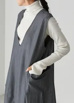 forksy.ストライプVネックロングワンピース