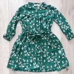 MPS キッズ　ワンピース グリーン 花柄 100cm 長袖　シアーシャツのサムネイル