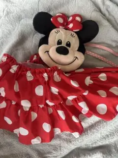 ミニーマウス ポシェット　赤い水玉 フリルスカート 100cm~