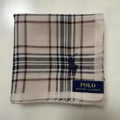 【新品未使用】POLO RALPH LAUREN ロゴ刺繍 チェック柄 ハンカチ