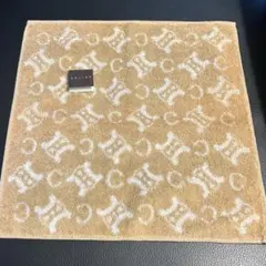 CELINE タオルハンカチ 橙色 ベージュ ハンドタオル トリオンフ