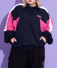 PUNYUS ジップアップジャケット ネイビー ピンク