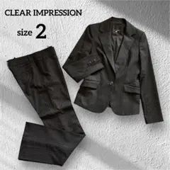 クリアインプレッション　シルク混　ウール　ストライプ パンツ　スーツ 上下