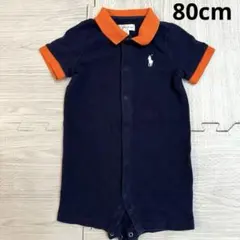 ラルフローレン ロンパース ポロシャツ風 ネイビー×オレンジ 80