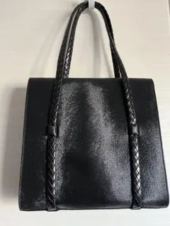 【Bally】ブラック 編み込みハンドル ハンドバッグ