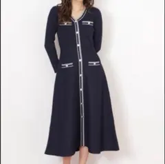 JILL by JILL STUART Vネック配色ラインフレアワンピース