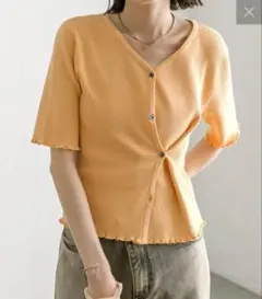 mystic オレンジ Vネック 半袖 トップス