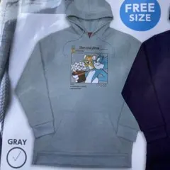 トムとジェリー スウェットパーカー グレー 男女兼用フリーサイズ
