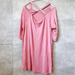 【2X】大尺碼 露肩上衣 粉色 寬鬆