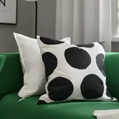 未開封 IKEA ブロームンカル クッションカバー ホワイト/ブラック/水玉のサムネイル