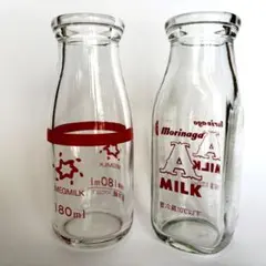 森永　雪印　牛乳瓶　空き瓶　エースミルク　メグミルク　レトロ　あき瓶　角瓶のサムネイル