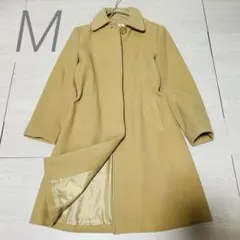 ✨美品✨ステンカラーロングコート　アウター　ベージュ　ウール　ビジネス　上品　M