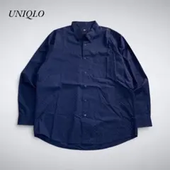Z10-012 UNIQLO ボタンダウンブロードシャツ XL ネイビー ドット