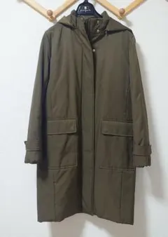 自由区　オリーブ色 フード付きロングコート サイズ38